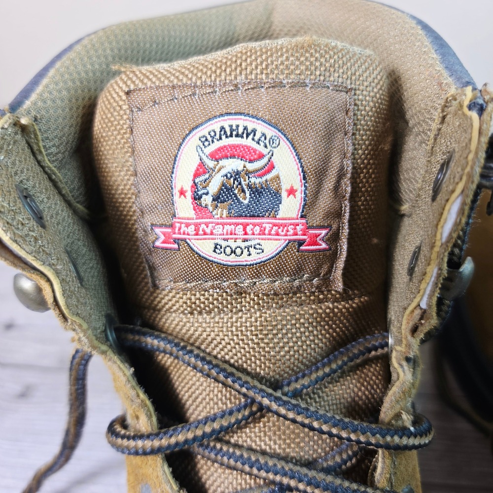Brahma Work Boots Mens 7 Womens 8.5 Tan Suede Leather Oil Slip Resistant Utility - Picture 5 of 7